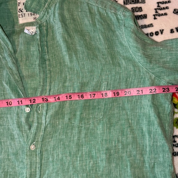 Frank & Eileen green Beachy, coastal Linen Shirt button down shirt. Sz M. - Picture 16 of 17